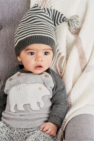 Grey Stripe Hat (0mths-2yrs)